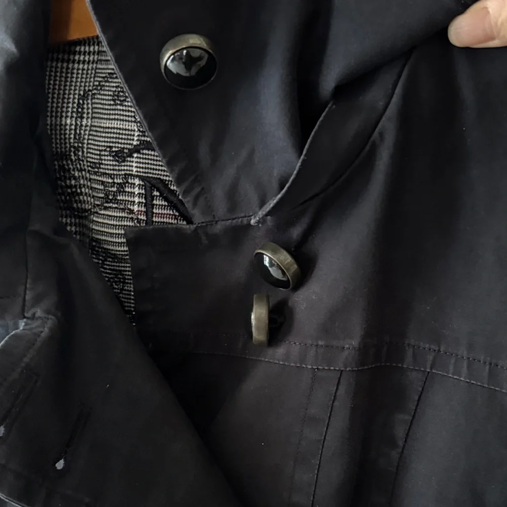 Mackage Women's Black Trim Leather Trench Coat - Picture 4 of 16